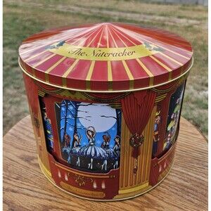 The Nutcracker Wind-Up Musical Tin Carousel w/4 Windows and 6 Compartments w/Lid